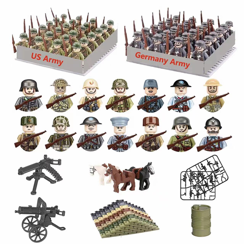 Lego Minifigure Holder - 24 Buah/Batch Karakter Militer WW2 Blok
